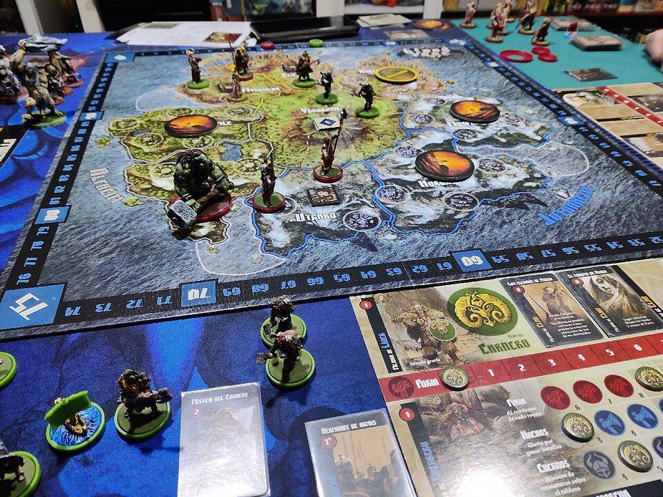 Blood Rage board with miniatures mid-game