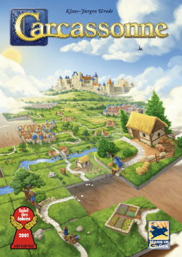 Carcassonne board game tiles and meeples