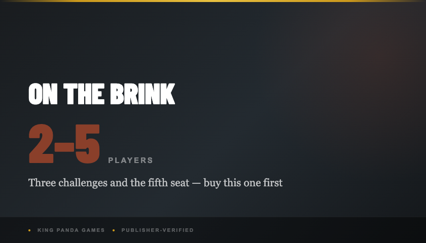 On the Brink supports 2 to 5 players and adds three challenge modules