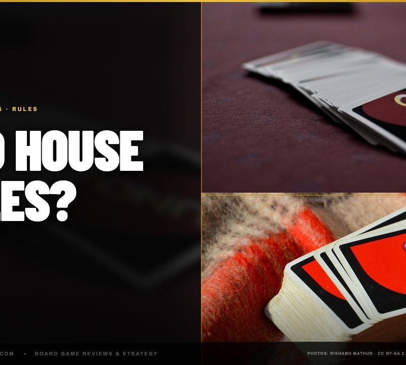 Uno cards photographed on a table, header image for the Uno house rules guide